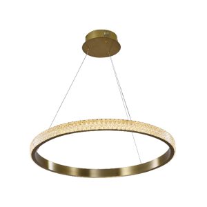 InLight Κρεμαστό φωτιστικό LED 56W 3000K από χρυσαφί αλουμίνιο και ακρυλικό D:60cm