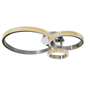 InLight Πλαφονιέρα οροφής LED 96W 3000K από χρώμιο αλουμίνιο και ακρυλικό D:70cm