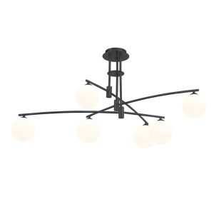 InLight Κρεμαστό φωτιστικό από μαύρο μέταλλο και λευκή οπαλίνα 6XG9 D:100cm