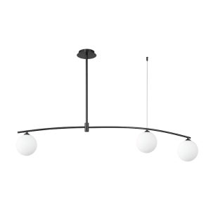InLight Κρεμαστό φωτιστικό από μαύρο μέταλλο και λευκή οπαλίνα 3XG9 D:110cm