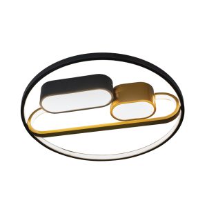 InLight Πλαφονιέρα οροφής LED 55W 3CCT σε μαύρη και χρυσαφί απόχρωση D:50cm