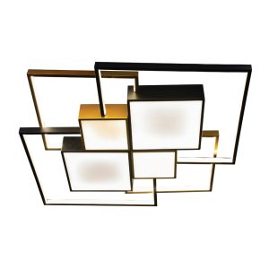 InLight Πλαφονιέρα οροφής LED 108W 3CCT σε μαύρη και χρυσαφί απόχρωση D:70cm