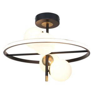 InLight Κρεμαστό φωτιστικό LED 20W 3000K και 4XG9 σε μαύρο και χρυσαφί χρώμα D:50cm