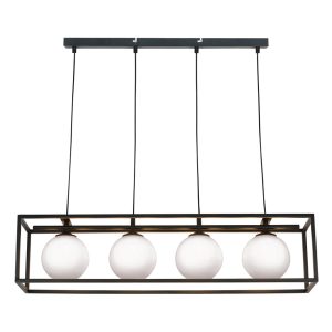 InLight Κρεμαστό φωτιστικό σε μαύρη απόχρωση και λευκή οπαλίνα 4XG9 D:78cm