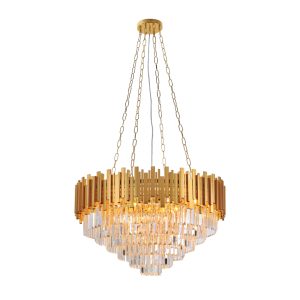 InLight Κρεμαστό φωτιστικό από χρυσαφί αλουμίνιο και κρύσταλλα 12XE14 D:80cm