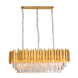 InLight Κρεμαστό φωτιστικό από χρυσαφί αλουμίνιο και κρύσταλλα 12XE14 D:100cm