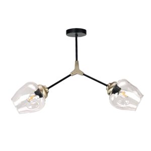 InLight Κρεμαστό φωτιστικό από μαύρο μέταλλο και διάφανο γυαλί 2XE27 D:60cm