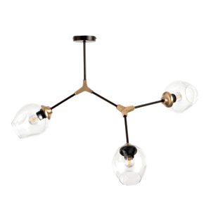 InLight Κρεμαστό φωτιστικό από μαύρο μέταλλο και διάφανο γυαλί 3XE27 D:70cm