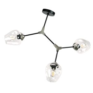 InLight Κρεμαστό φωτιστικό από μαύρο μέταλλο και διάφανο γυαλί 3XE27 D:70cm
