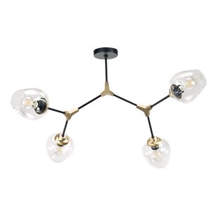 InLight Κρεμαστό φωτιστικό από μαύρο μέταλλο και διάφανο γυαλί 4XE27 D:120cm