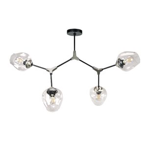 InLight Κρεμαστό φωτιστικό από μαύρο μέταλλο και διάφανο γυαλί 4XE27 D:120cm