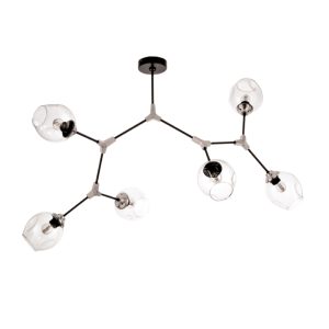 InLight Κρεμαστό φωτιστικό από μαύρο μέταλλο και διάφανο γυαλί 6XE27 D:140cm