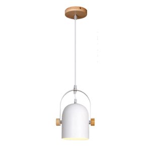 InLight Κρεμαστό φωτιστικό από λευκό μέταλλο και ξύλο 1XE27 D:11,5cm