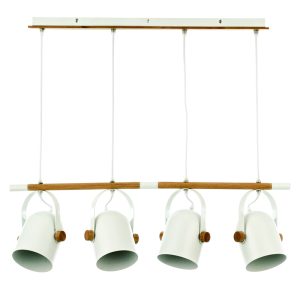 InLight Κρεμαστό φωτιστικό από λευκό μέταλλο και ξύλο 4XE27 D:77cm