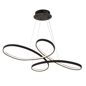 InLight Κρεμαστό φωτιστικό LED 56W 3CCT (by switch) από αλουμίνιο σε μαύρη απόχρωση D:100cm