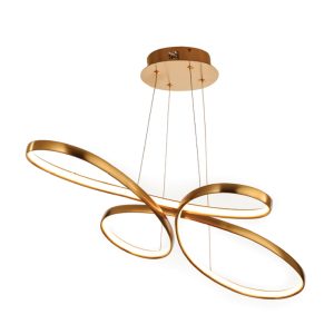 InLight Κρεμαστό φωτιστικό LED 56W 3CCT (by switch) από αλουμίνιο σε χρυσή ματ απόχρωση D:100cm