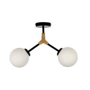 InLight Κρεμαστό φωτιστικό από μαύρο μέταλλο και λευκή οπαλίνα 2XE27 D:40cm