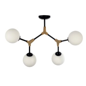 InLight Κρεμαστό φωτιστικό από μαύρο μέταλλο και λευκή οπαλίνα 4XE27 D:60cm