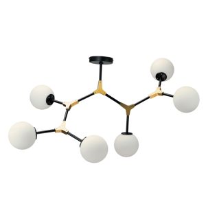 InLight Κρεμαστό φωτιστικό από μαύρο μέταλλο και λευκή οπαλίνα 6XE27 D:90cm