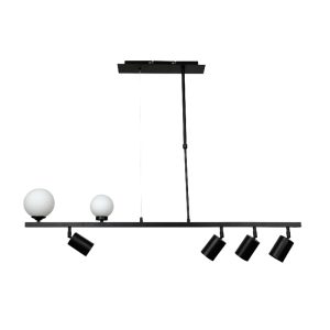 InLight Κρεμαστό φωτιστικό από μαύρο μέταλλο και λευκή οπαλίνα 2XG9 και 4XGU10 D:110cm