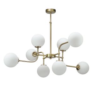 InLight Κρεμαστό φωτιστικό από χρυσαφί μέταλλο και λευκή οπαλίνα 8XG9 D:90cm