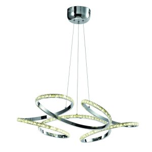 InLight Κρεμαστό φωτιστικό LED 85W 4000K από χρώμιο αλουμίνιο και κρύσταλλα D:60cm