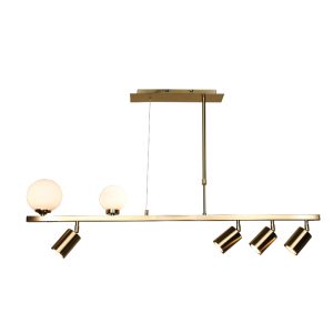 InLight Κρεμαστό φωτιστικό από χρυσαφί μέταλλο και λευκή οπαλίνα 2XG9 και 4XGU10 D:110cm