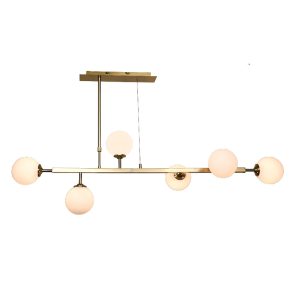 InLight Κρεμαστό φωτιστικό από χρυσαφί μέταλλο και λευκή οπαλίνα 6XG9 D:130cm