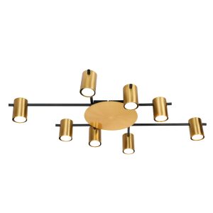 InLight Φωτιστικό οροφής από χρυσαφί και μαύρο μέταλλο 8XGU10 D:70cm (9085-8)