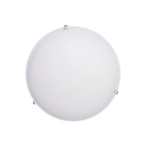 InLight Πλαφονιέρα οροφής από χρώμιο μέταλλο και λευκό γυαλί 1XE27 D:30cm