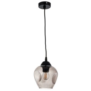 InLight Κρεμαστό φωτιστικό από μαύρο μέταλλο και φιμέ γυαλί 1XE27 D:16cm