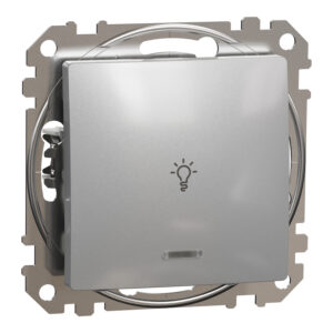 Sedna Design & Elements, Μπουτόν 10A Μπλε λυχνία LED σύμβολο λαμπτήρα, αλουμίνιο