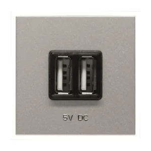Πρίζα Φόρτισης 2xUSB Τύπου Α Αλουμίνιο