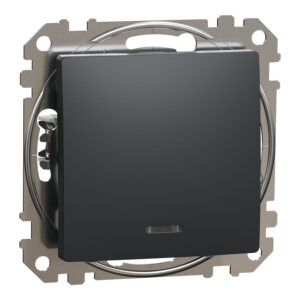 Sedna Design & Elements, μπουτόν 10A με λυχνία προσανατολισμού LED, ανθρακί