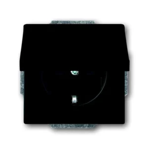 Πρίζα Σούκο με Καπάκι Μαύρο