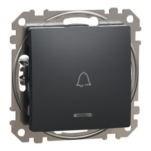 Sedna Design & Elements, μπουτόν 10A με λυχνία προσανατολισμού LED με σύμβολο κουδουνιού, ανθρακί