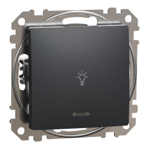 Sedna Design & Elements, μπουτόν 10A με λυχνία προσανατολισμού LED με σύμβολο λαμπτήρα, ανθρακί