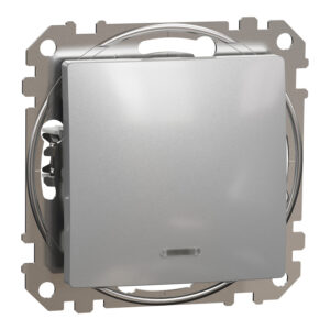 Sedna Design & Elements, μπουτόν 10A μπλε λυχνία LED, αλουμίνιο