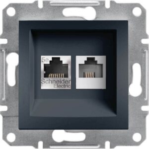 Asfora Πρίζα Πληροφορικής 1xRJ45 CAT5E UTP+RJ12 Ανθρακί