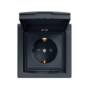 Asfora Πρίζα Σούκο με Καπάκι Ανθρακί