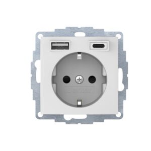 Berker S.1/B.3/B.7 Πρίζα Σούκο με 2xUSB A+C Λευκό Ματ