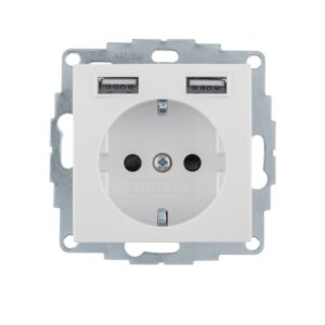 Berker S.1/B.7 Πρίζα Σούκο με 2xUSB Μπεζ
