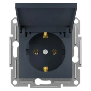 Asfora Πρίζα Σούκο με Καπάκι Ανθρακί