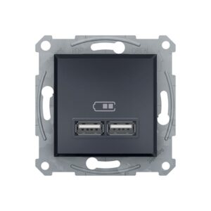 Asfora Πρίζα Φόρτισης 2XUSB Ανθρακί