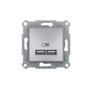 Asfora Πρίζα Φόρτισης 2xUSB Αλουμίνιο