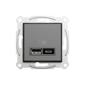 Asfora Πρίζα Φόρτισης 2xUSB A+C Ανθρακί