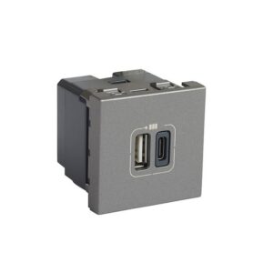 Mosaic Πρίζα Φόρτισης 2Usb A+C Αλουμίνιο