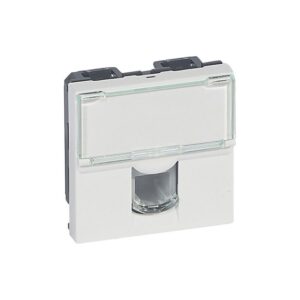 Mosaic Πρίζα Τηλεφώνου RJ11 4 Επαφών 2 Στοιχείων Χωνευτή White