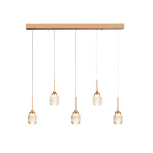 Inlight Κρεμαστό φωτιστικό LED 5*10W από χρυσαφί μέταλλο και ακρυλικό D:60x200cm