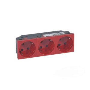 Mosaic Πρίζα Σούκο UPS 3 Στοιχείων Χωνευτή Red